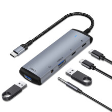 Adaptador de Carregador e Fone de Ouvido 5 em 1 Usb C para 3 5 Mm Hub Usb C Otg Adaptador de Dados Usb 3.0 Carregador Pd 60W Compatível com