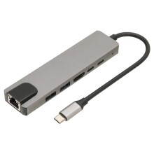 Chronus Type C HDTV Hub 6 in 1 4K Multimedia Interface 87W Power Ethernet USB Port USB C Hub Ethernet(Gray)