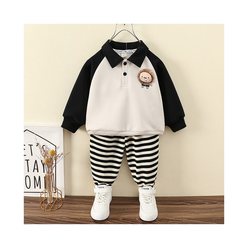 (Black, 150cm) Stylish Boys Hooded Sweatshirt And Long Pants Set For Spring And Autumn Style-image-OPC-PFGJSSB-NEW