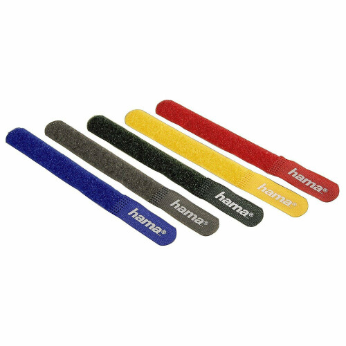 Hama Hama Hook and Loop 180mm Cable Ties Straps - 5 Coloured