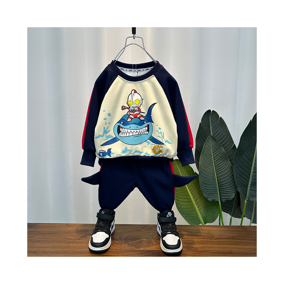 (Navy Blue, 90cm) And Cute Cozy Ultraman Boys Long Sleeve Set For Ages 3 To 8 With Trendy Design-image-OPC-PFGJVZ9-NEW