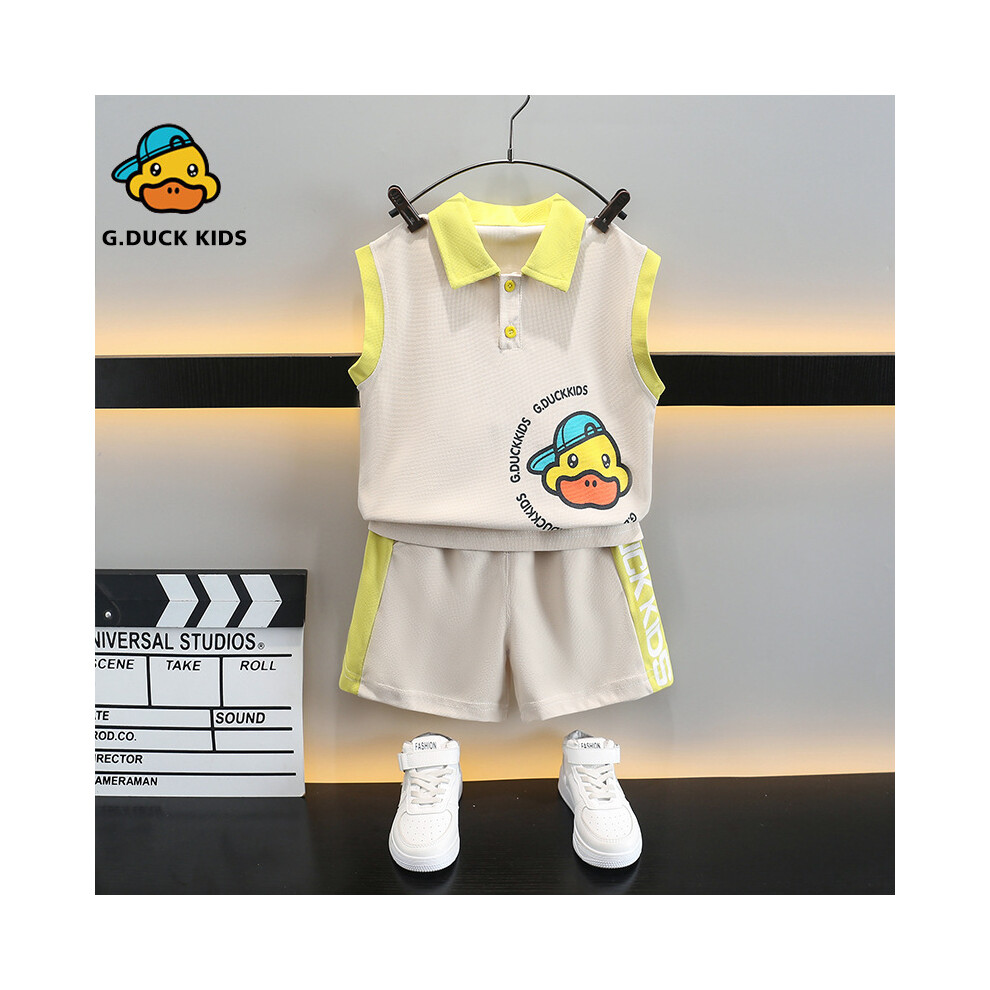 (Green, 100cm) Comfortable And Stylish Boys Summer Clothing Set Featuring Sleeveless Polo Shirt And Lightweight Shorts For Ages Three To Eight-image-OPC-PFGJW2F-NEW