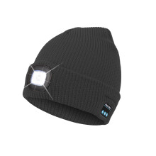 (Gray) Wireless Bluetooth Music Hat Led Lights Knitted Beanie Hat Usb Rechargeable