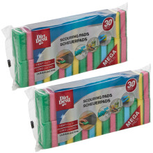 (Pack of 60) 30/60 Pcs Sponge Scouring Pads Washing Up Kitchen Pan Dishes Household Cleaning
