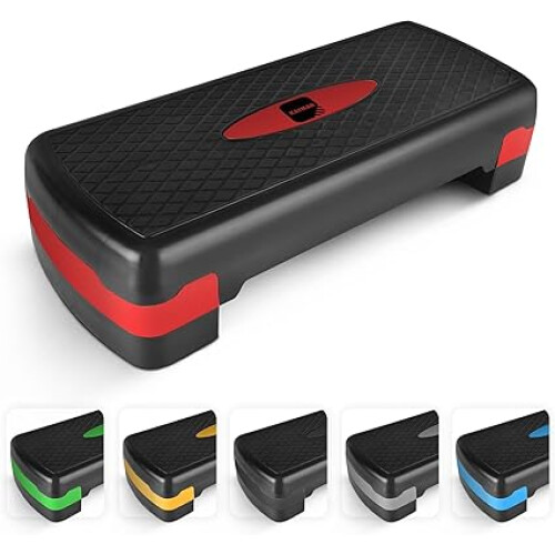 KAYMAN Exercise Stepper, Adjustable Fitness Step Platform, Red, 2 Step