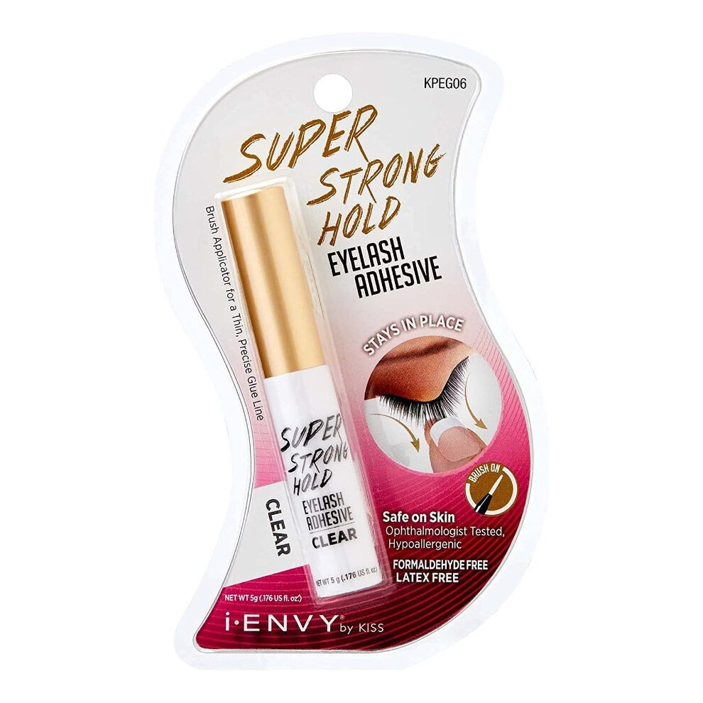 I-Envy Super Strong Hold Eyelash Adhesive Clear |Strong Hold False Eyelash |Dries quickly |Water & Sweat Proof |Safe on Skin|Formaldehyde & Latex Free