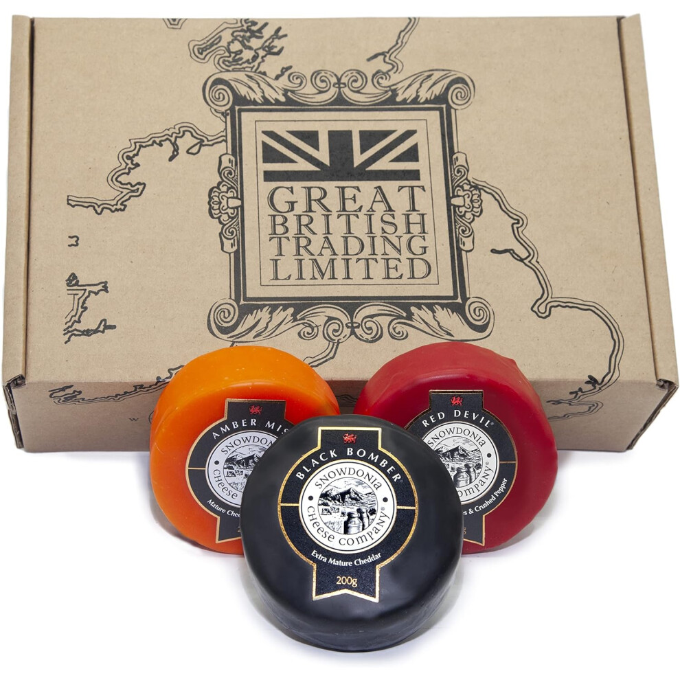 Snowdonia Cheese Triple Pack - Black Bomber, Red Devil & Amber Mist 200g by Great British Trading