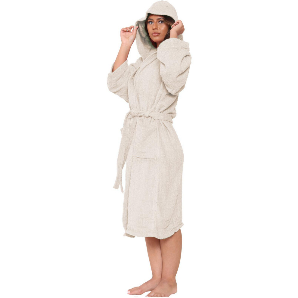 (Ivory, M) Unisex Luxury Egyptian Bathrobe Towelling Hoodies