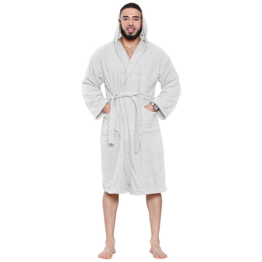 (White, XL) Unisex Luxury Egyptian Bathrobe Towelling Hoodies