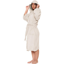 (Ivory, L) Unisex Luxury Egyptian Bathrobe Towelling Hoodies