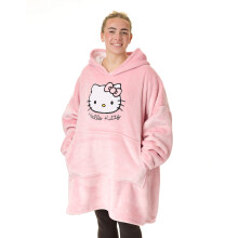 Hello Kitty Women's Pink Wearable Blanket Hoodie - Oversized Sherpa-Lined Fleece with Front Pocket
