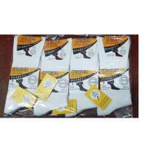 (White) 3 Pairs Men's 99% Cotton Blend Ribbed Socks with Stay-Up Elastic for Loose Top Diabetes