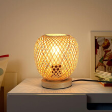 Retro Desk Lamp Bamboo Bedside Lamp Decorative Table Lamp with E27 Socket, for Bedside, Table