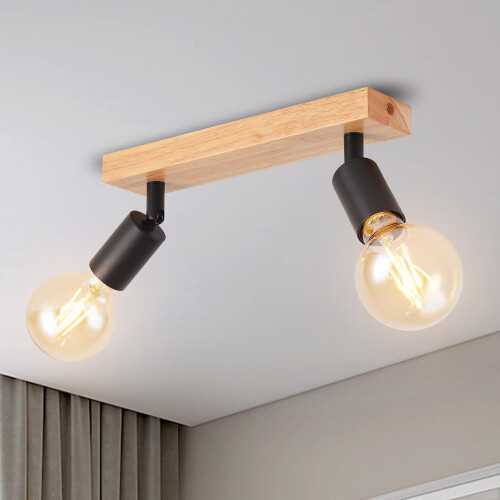 Modern Ceiling Light Indoor Led Spotlights 2 Rotatable and Tiltable Ceiling Spotlights E27 - Without Bulbs, Black