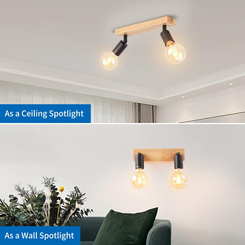 Modern Ceiling Light Indoor Led Spotlights 2 Rotatable and Tiltable Ceiling Spotlights E27 - Without Bulbs, Black 1