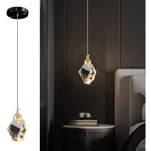 Modern Pendant Light, G9 Led Chandelier, K9 Crystal Pendant Lamp, for Kitchen Island, Bedroom, Dining Room (Black)