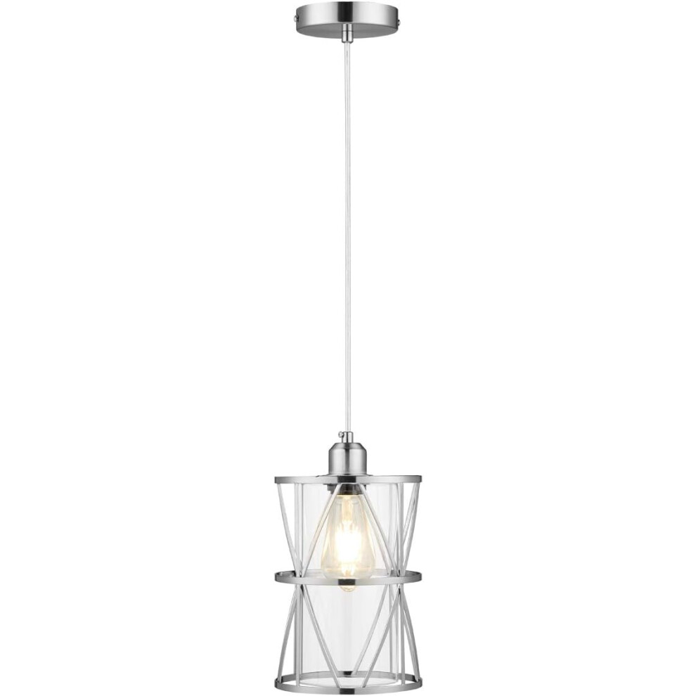 Suspension Luminaire Moderne Plafonnier En Verre Lustre Rétro Pour Cuisine, Salle À Manger, Chambre À Coucher, Argent