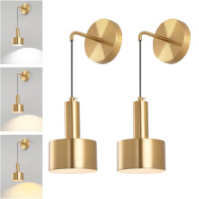 (2PCS) Modern Indoor Wall Light Retro Wall Lamp Metal Wall Sconce for Bedroom Hallway Bedside, Gold