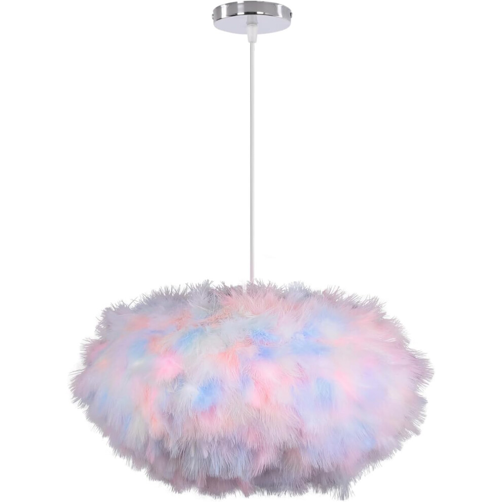 45CM Feather Pendant Light Colorful Feather Lampshade Modern Feather Ceiling Light for Living Room Bedroom Dining Room