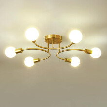Retro Ceiling Lamp Indoor Metal Ceiling Light Simple 6 Lights Chandelier Modern Ceiling Light for Hallway, Bedroom,Gold