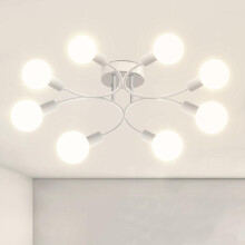 Plafoniera Retrò Lampada Da Soffitto In Metallo Per Interni Semplice Lampadario 8 Luci Moderna Per Corridoio Camera Da Letto Bianco