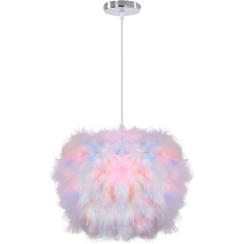 30CM Feather Pendant Light Colorful Feather Lampshade Modern Feather Ceiling Light for Living Room Bedroom Dining Room