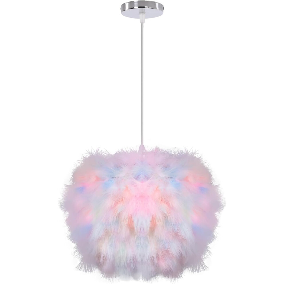 30CM Feather Pendant Light Colorful Feather Lampshade Modern Feather Ceiling Light For Living Room Bedroom Dining Room