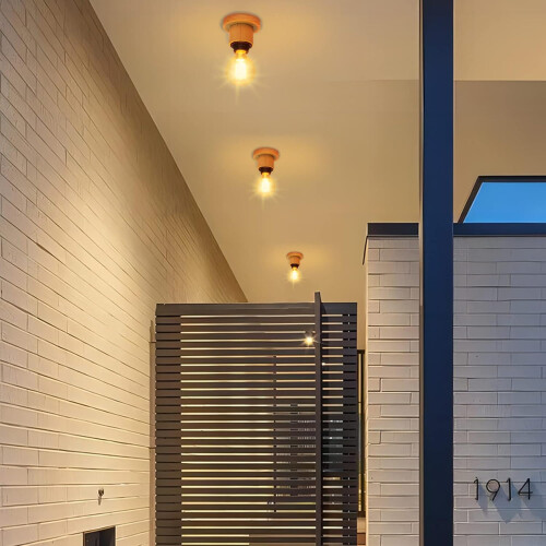 (2X) Retro Ceiling Light Simple Indoor Ceiling Lamp Wood Ceiling Light E27 for Bedroom Kitchen Hallway 2
