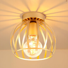 Retro Ceiling Lamp Metal Cage Ceiling Light Round Ceiling Lamp E27 20CM for Bedroom Cafe Restaurant , Gold