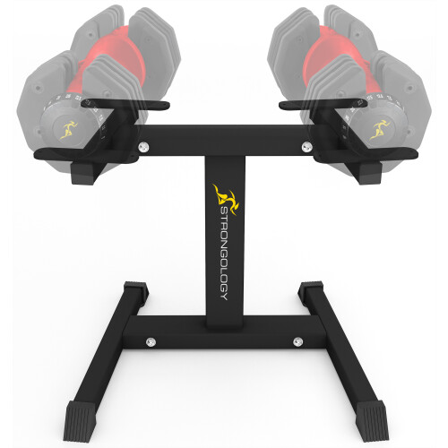 Strongology Durable Steel Adjustable Dumbbell Floor Stand, Space Saver Adjustable Weights Rack