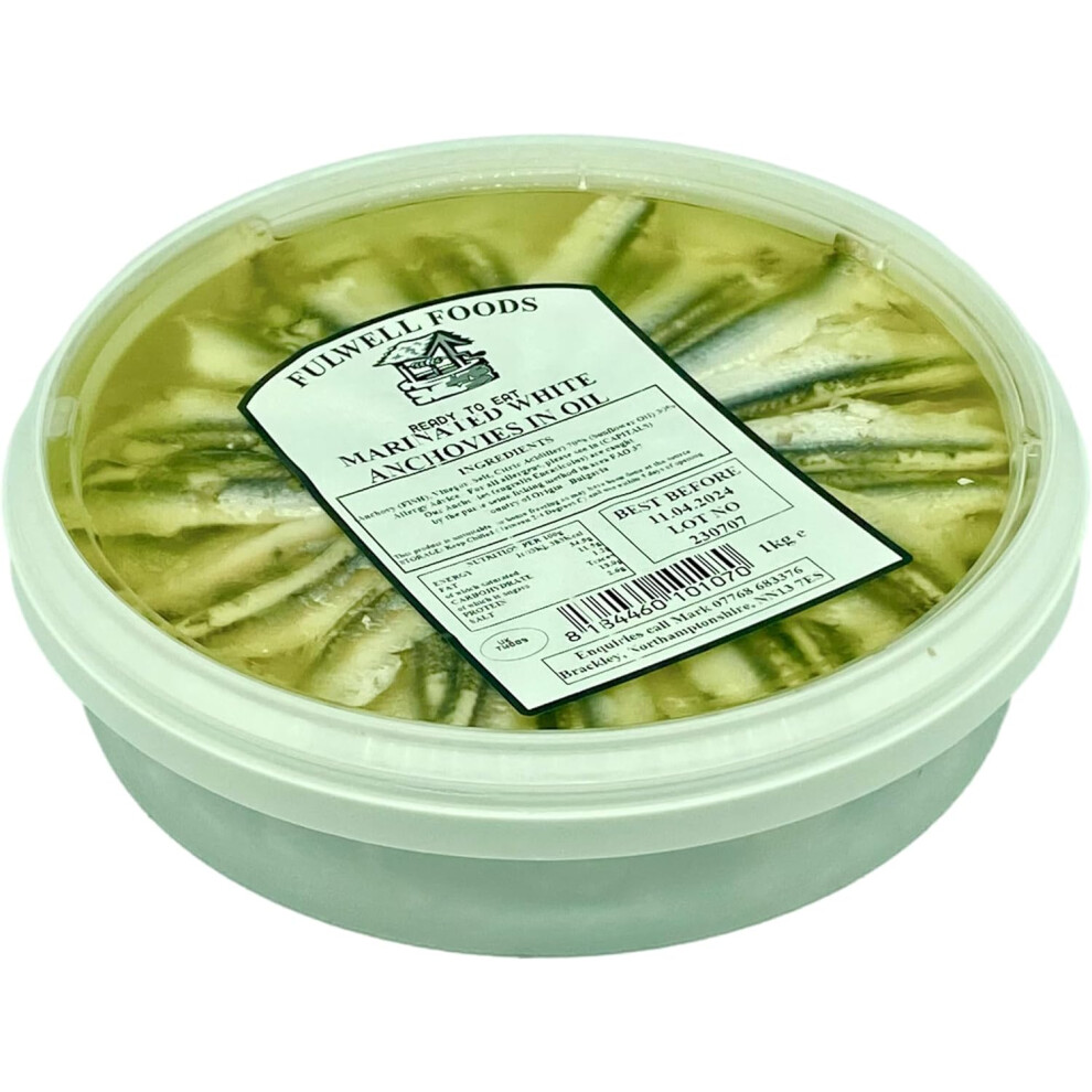 White Anchovies in Oil 1kg by Great British Trading