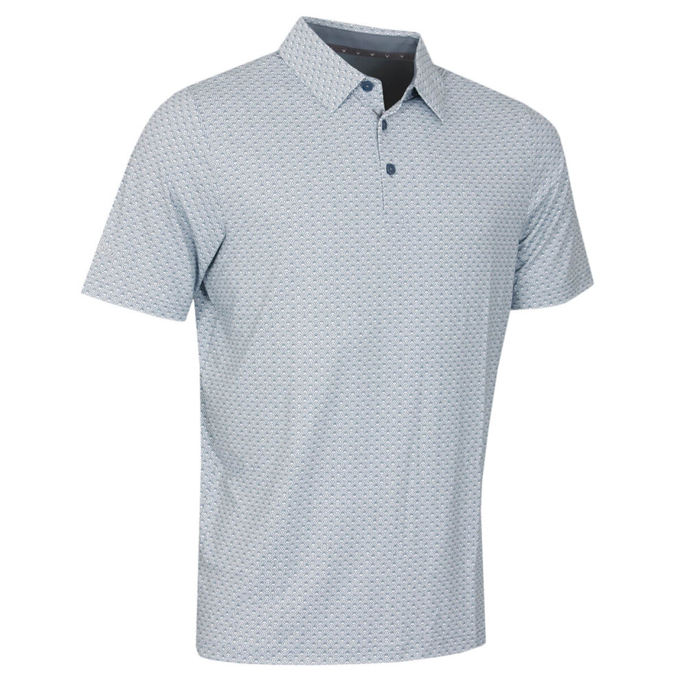 (S, Flint Stone) Callaway Golf Mens 2024 Tee Allover Print Recycled Easy Care Polo Shirt