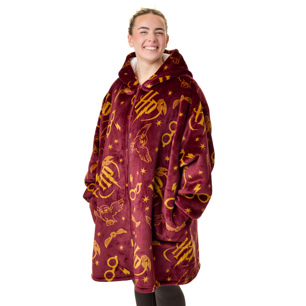 Harry Potter Zip Through Blanket Hoodie (Womens Red)