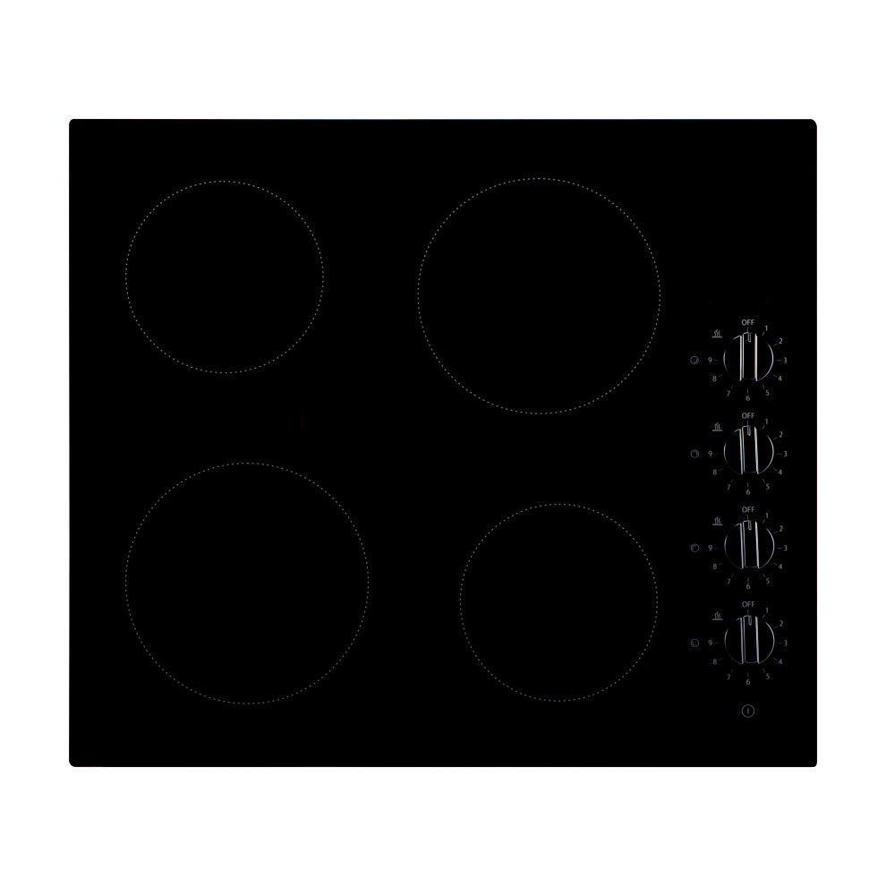 60cm Ceramic Hob Hardwired with 4 Cooking Zones Rotary Dials