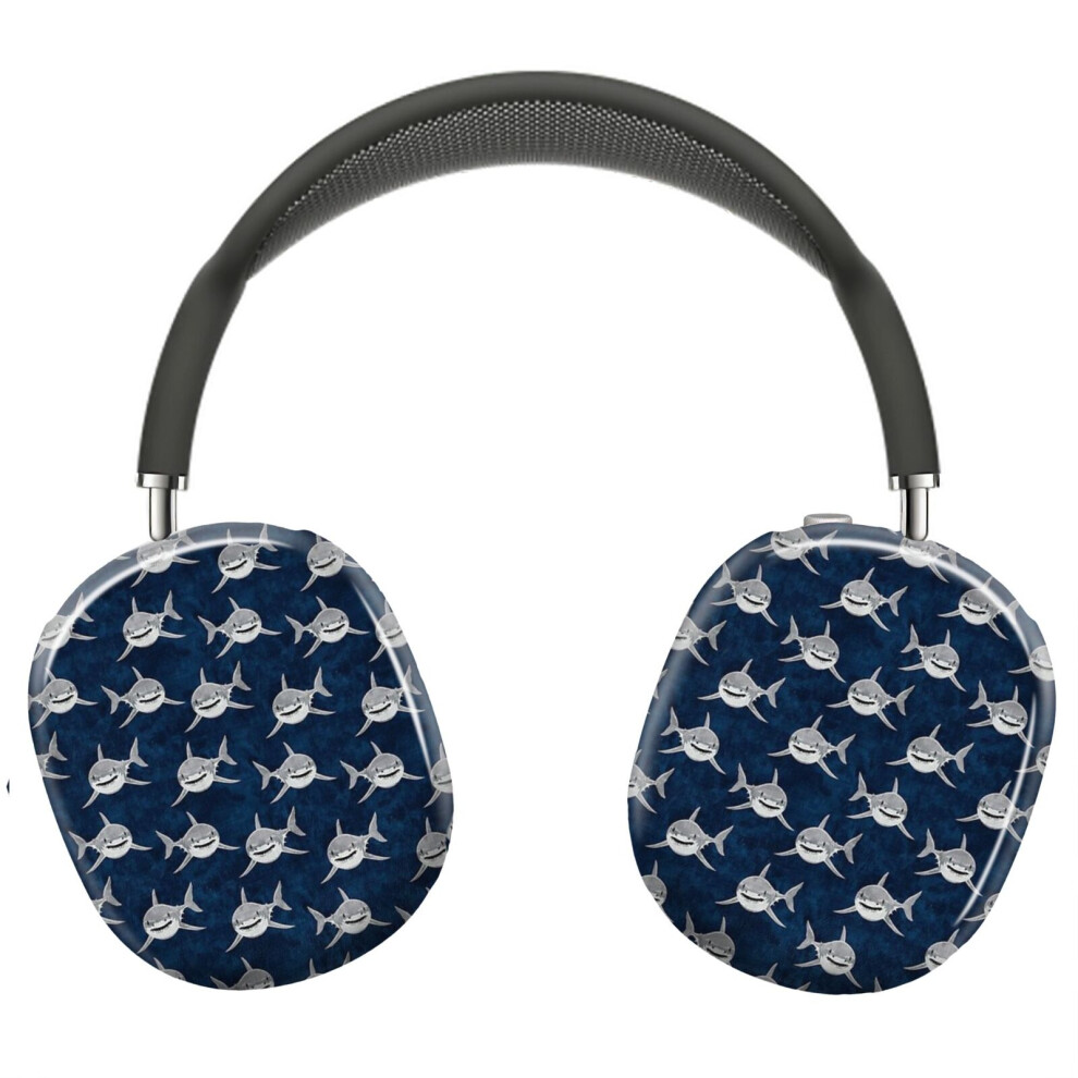 (Sharks! - Blue_8769) Protective Cover For Airpods Max Headphones Aesthetic Print Snap On Cases Dark 8841579097471