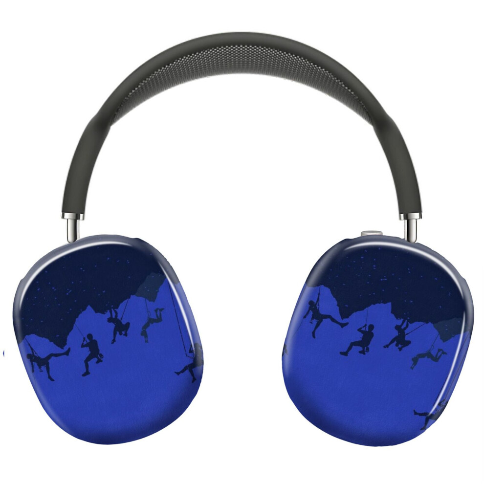 (Rock Climbing Abseiling Silhouette Design_10895) Protective Cover For Airpods Max Headphones Aesthetic Print Snap On Cases Blue 8841579101093