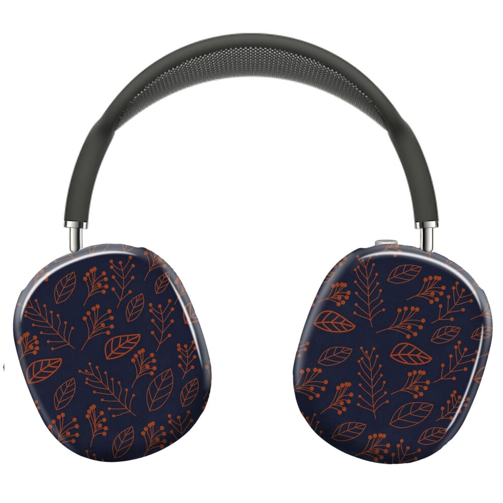 (Rust Leaves And Branches On Blue_5882) Protective Cover For Airpods Max Headphones Aesthetic Print Snap On Cases Dark 8841579100072