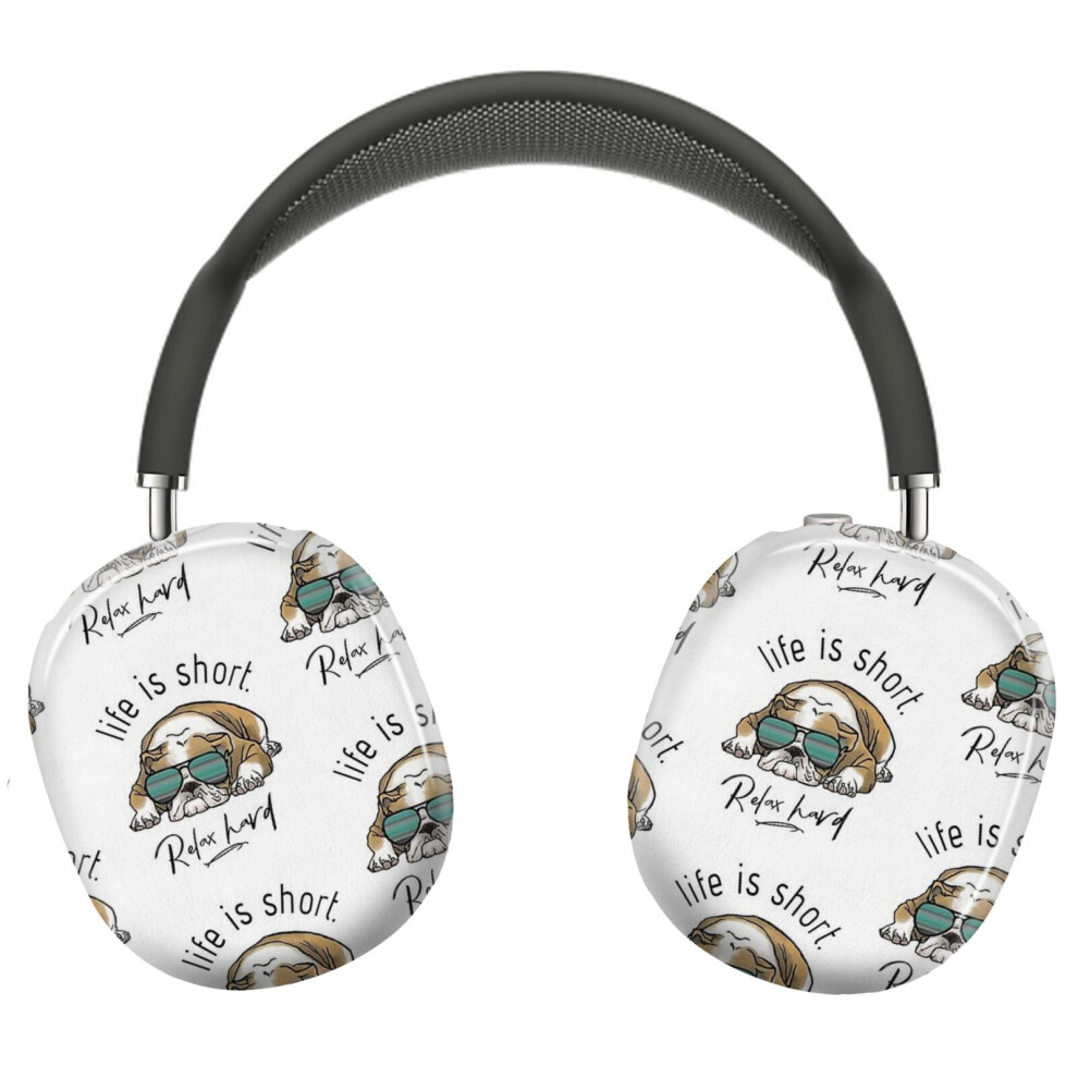 (Relax Hard, Bulldog_6288) Protective Cover For Airpods Max Headphones Aesthetic Print Snap On Cases 8841579102328