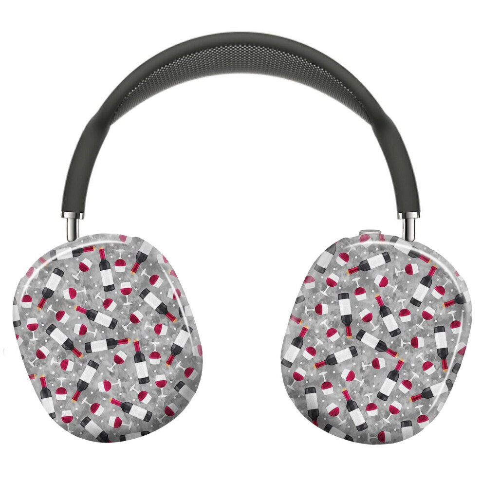 ( Wine - Wine Glasses And Bottles - _4715) Protective Cover For Airpods Max Headphones Aesthetic Print Snap On Cases Red/Grey 8841579102465