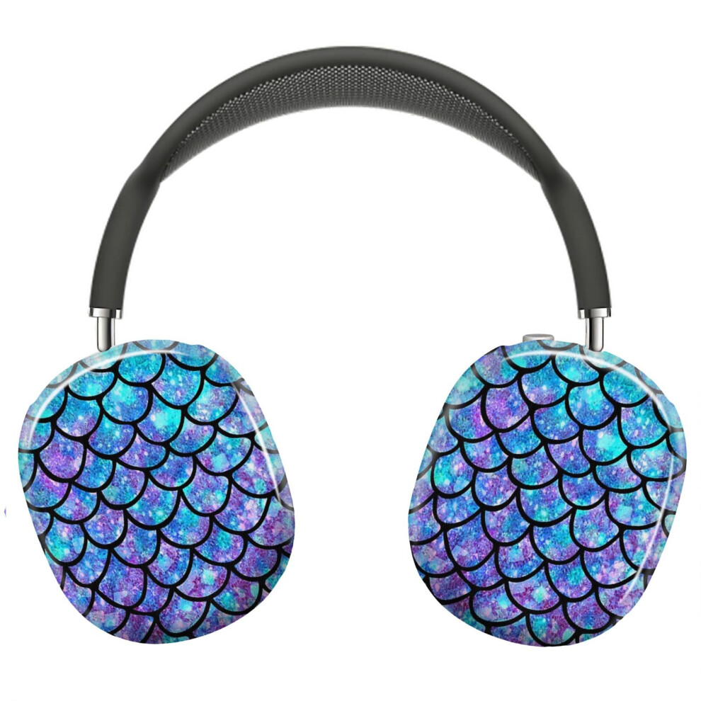 (Purples Blues Mermaid Scales_2499) Protective Cover For Airpods Max Headphones Aesthetic Print Snap On Cases 8841579104407