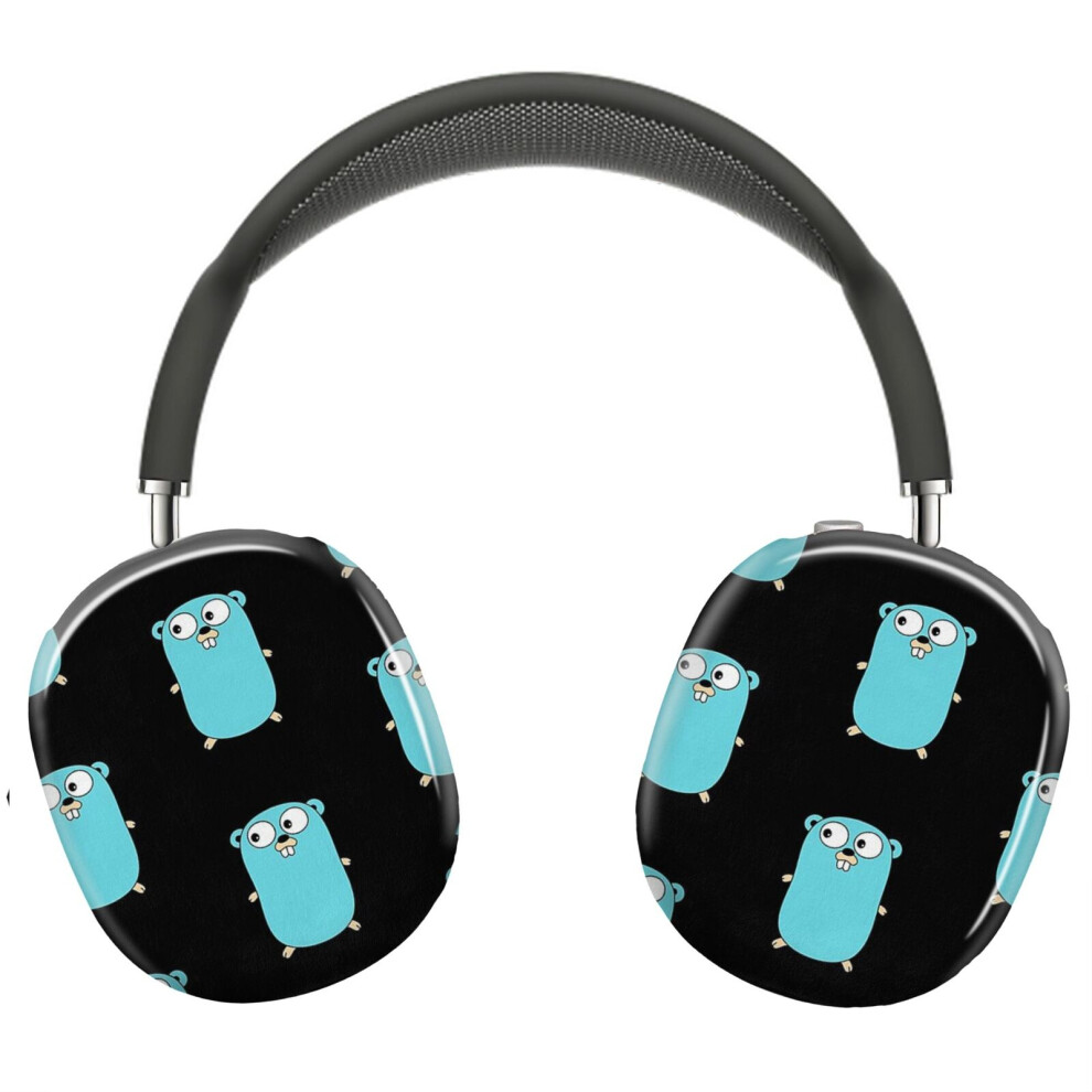 (The Go Gopher Official Golang Logo (Black)_6379) Protective Cover For Airpods Max Headphones Aesthetic Print Snap On Cases Black 8841579106005