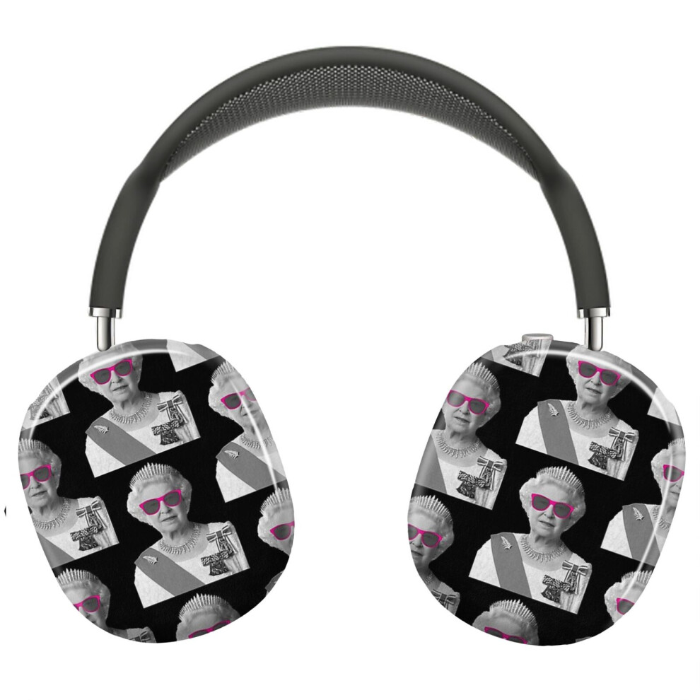 (Queen Elizabeth Funny Summer Glasses_5198) Protective Cover For Airpods Max Headphones Aesthetic Print Snap On Cases Pink 8841579104629