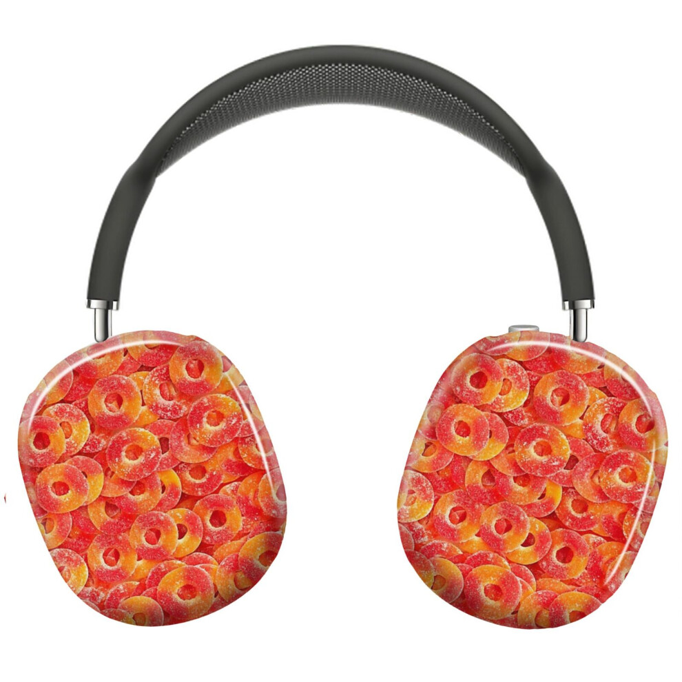 (Sour Gummy Rings Photo Pattern_13511) Protective Cover For Airpods Max Headphones Aesthetic Print Snap On Cases Peach 8841579112600