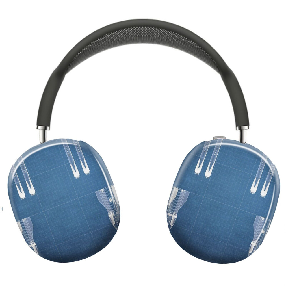 (Spacex Crew Dragon Spacecraft Falcon 9 Rocket Blueprint In High Resolution ( Blue)_5780) Protective Cover For Airpods Max Headphones Aesthetic P Light/Blue 8841579112341