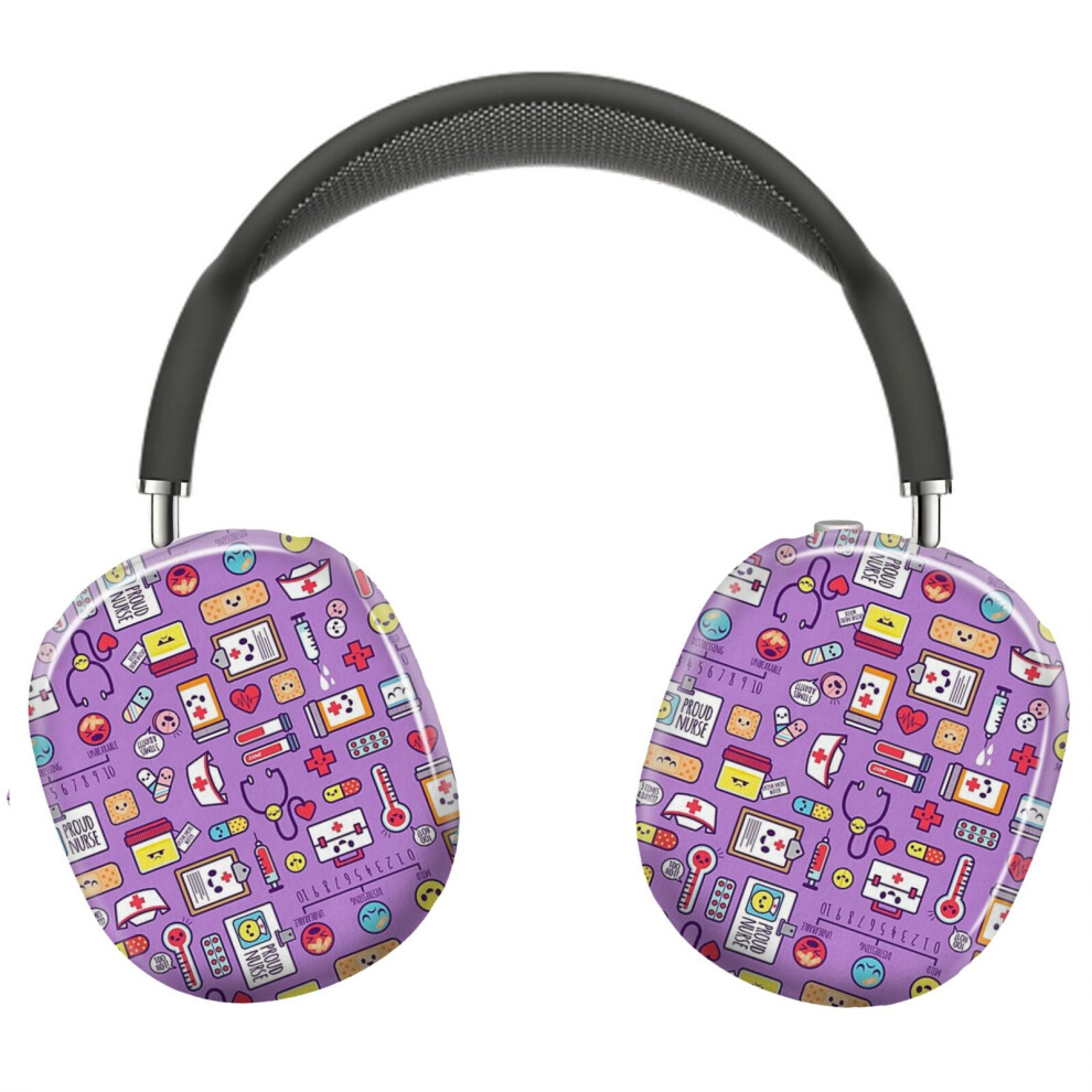 (Proud To Be A Nurse Pattern Purple_9838) Protective Cover For Airpods Max Headphones Aesthetic Print Snap On Cases 8841579105268