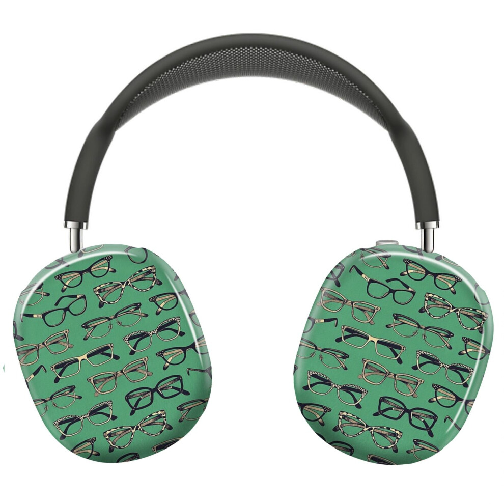 (Teal Navy Glasses, Eyeglasses, Eyewear_15053) Protective Cover For Airpods Max Headphones Aesthetic Print Snap On Cases 8841579107828