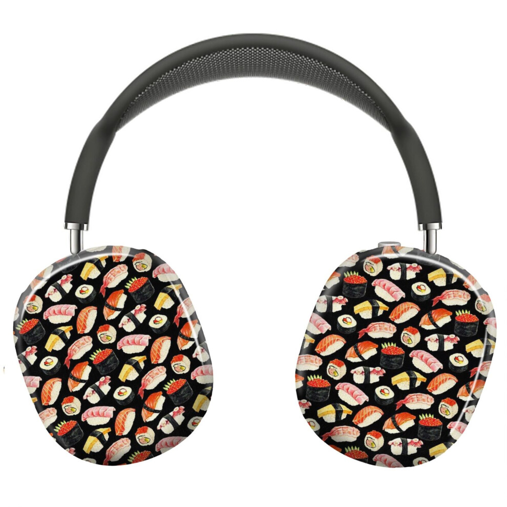 (Sushi Pattern - Black_4416) Protective Cover For Airpods Max Headphones Aesthetic Print Snap On Cases 8841579108900