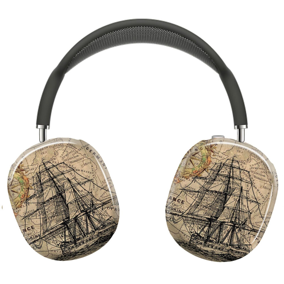(Vintage Pirate Ship Sailor Antique World Map _6757) Protective Cover For Airpods Max Headphones Aesthetic Print Snap On Cases 8841579117421
