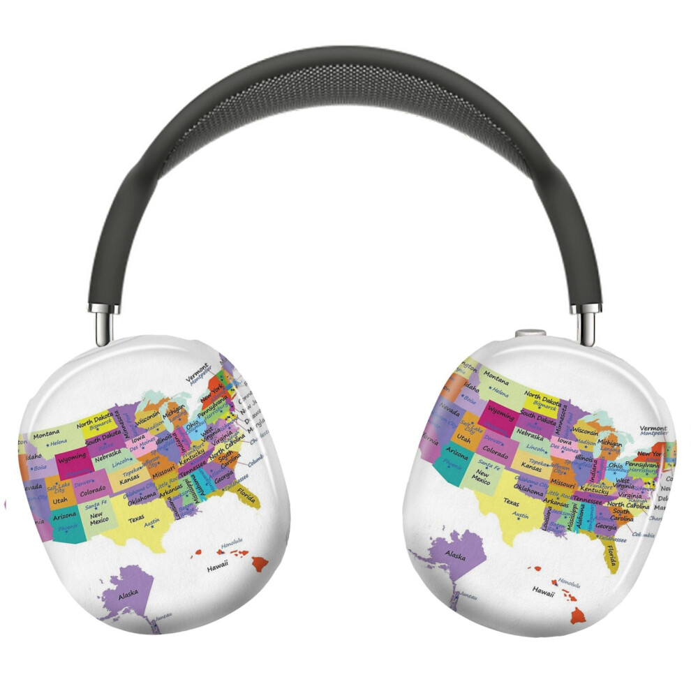 (Usa Map With States And Capital Cities _4497) Protective Cover For Airpods Max Headphones Aesthetic Print Snap On Cases 8841579115656