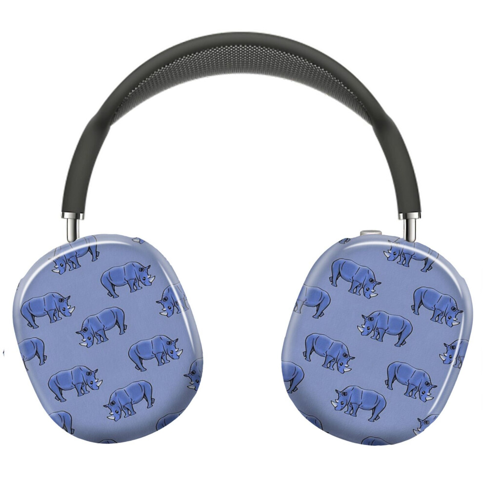 (Tiny Rhino (Blue)_5558) Protective Cover For Airpods Max Headphones Aesthetic Print Snap On Cases Blue 8841579123231